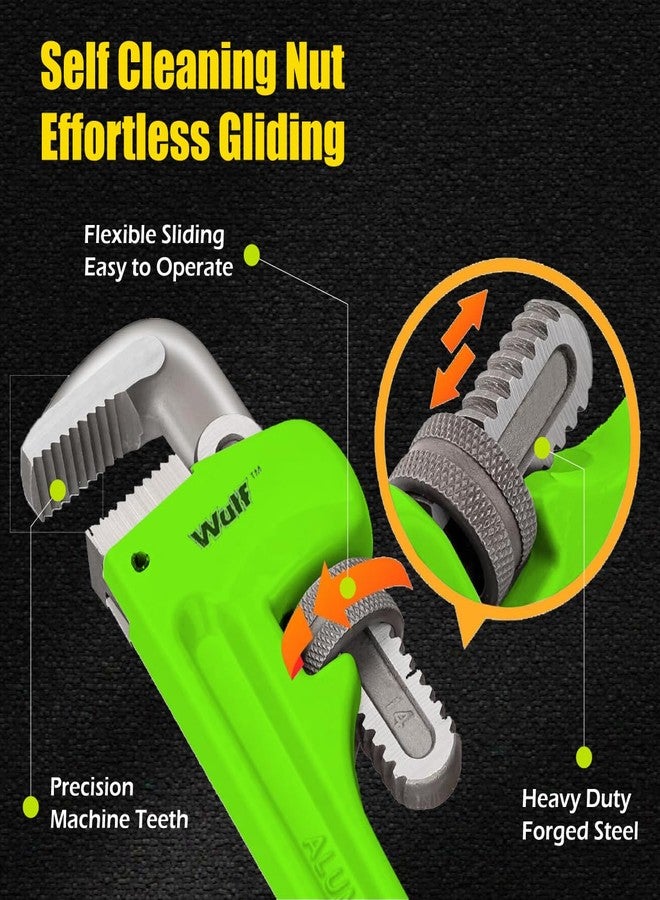 وولف مفتاح ربط أنابيب وولف شديد التحمل مقاس 10 بوصات | مفتاح ربط قابل للتعديل من فولاذ الكروم والفاناديوم لأعمال السباكة والبناء والاستخدام الصناعي | أداة يدوية ذات قبضة قوية للصيانة الاحترافية والمنزلية - Image 3